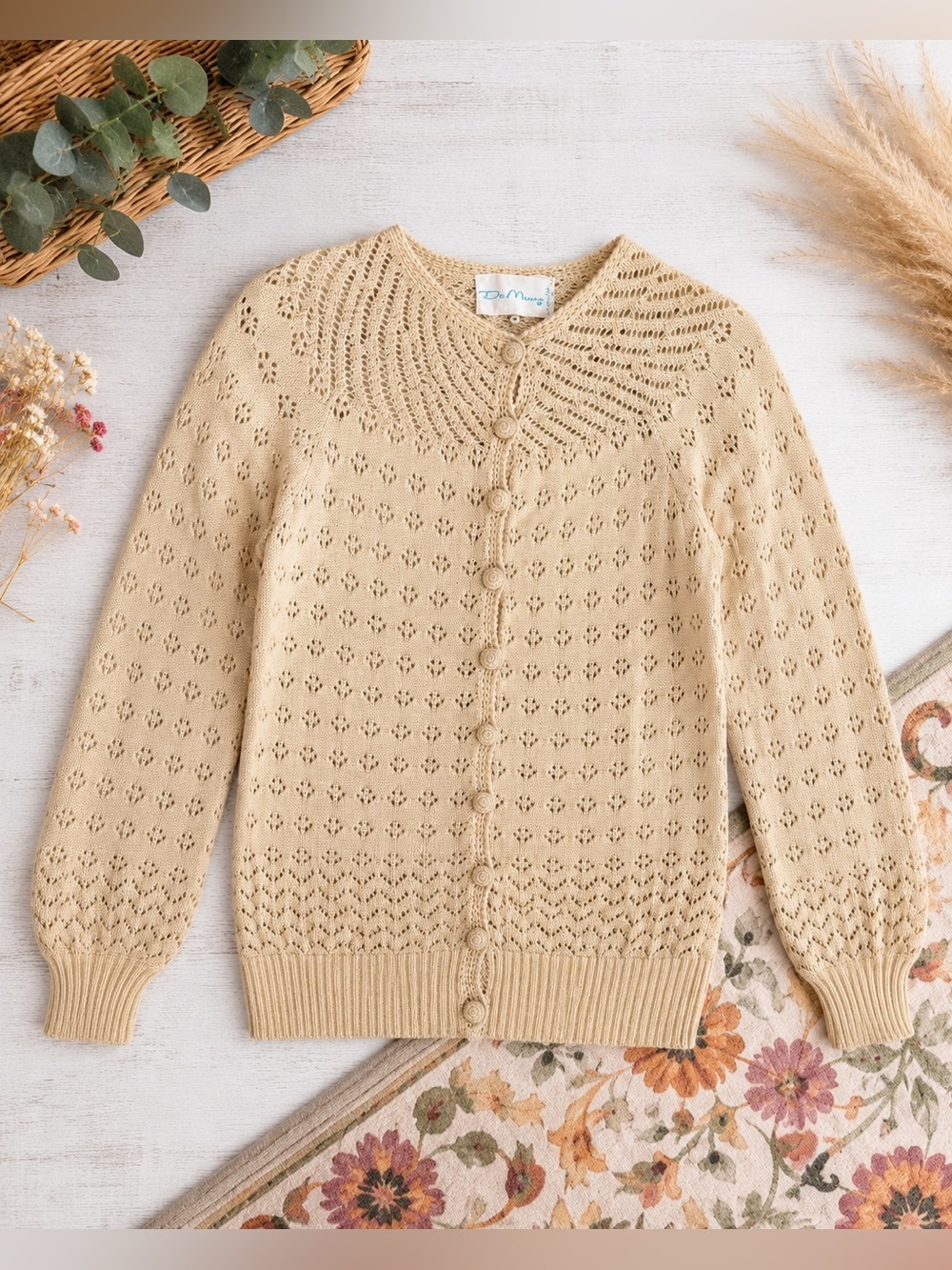 Women's Cream Button-Up Knit Cardigan Sweater